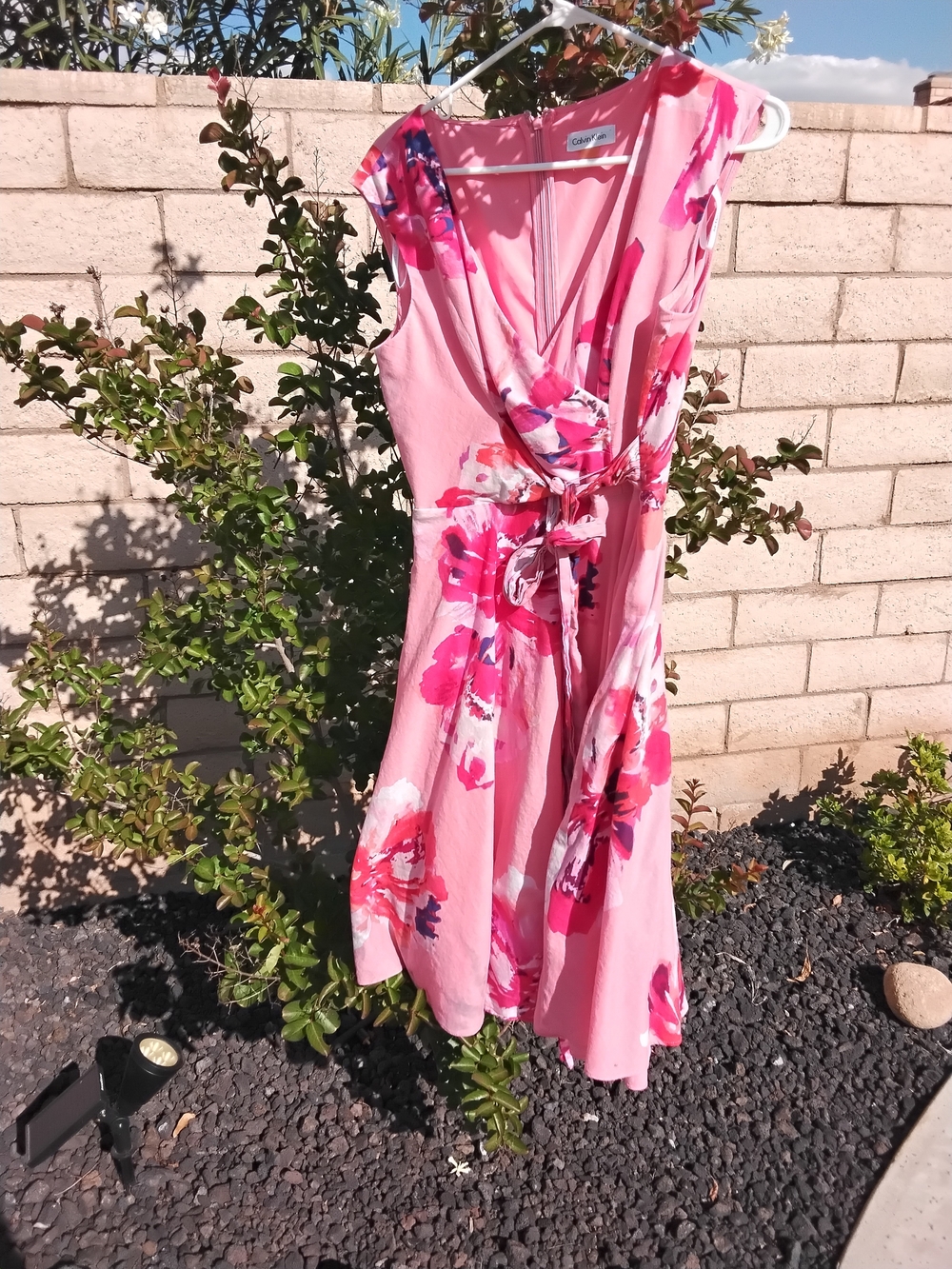 Calvin Klein Pink Floral Midi Wrap Dress